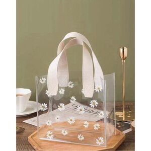 Clear Tote Bag with Daisy Print